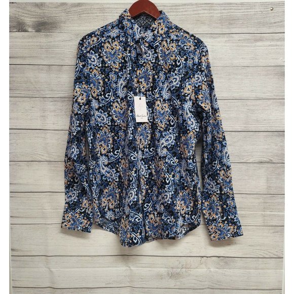 Robert Graham Other - Robert Graham Mens Navy Paisley Collared Classic Fit Payette Shirt Size Medium